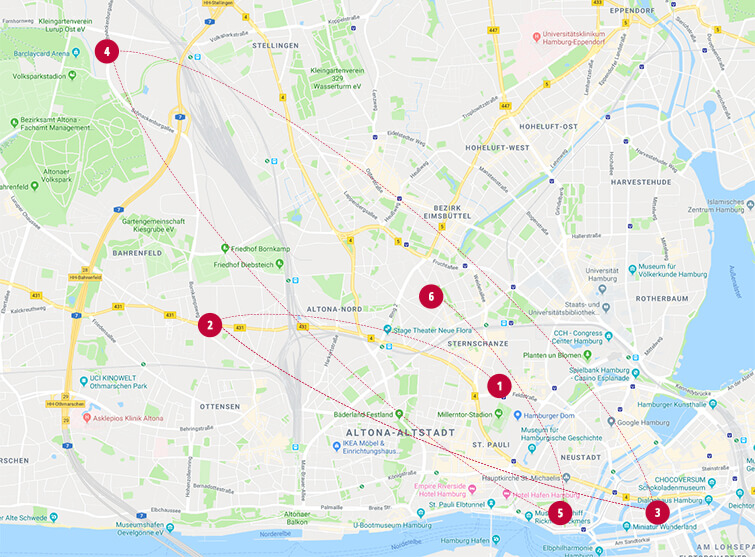 milch & zucker – with locations in Hamburg map